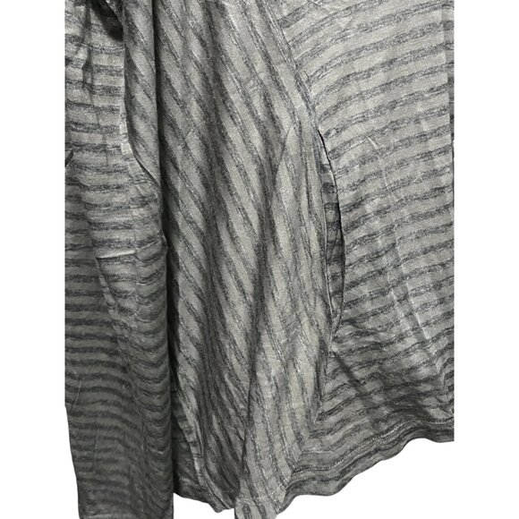 Uniq Open Back Soft Contrast Stripe Blouse w/ Pockets Sz Small Womens Grey Short - Picture 4 of 7